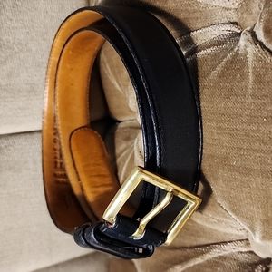 Coach Black Leather Belt 39" Brass Buckle